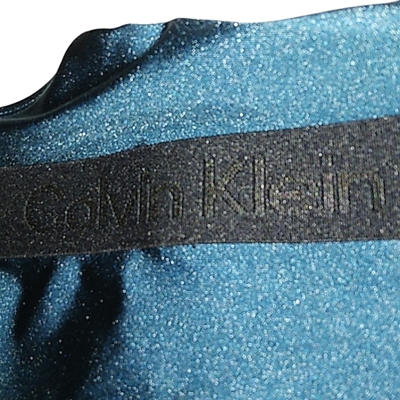 ☆NWT☆CALVIN KLEIN Women's Triangle Cut   Blue Cypress Shimmer Halter Tie Bikini - Picture 6 of 16